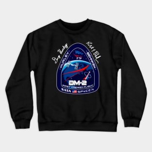 Nasa Spacex patch demo-2 with hurley behnken signature Crewneck Sweatshirt